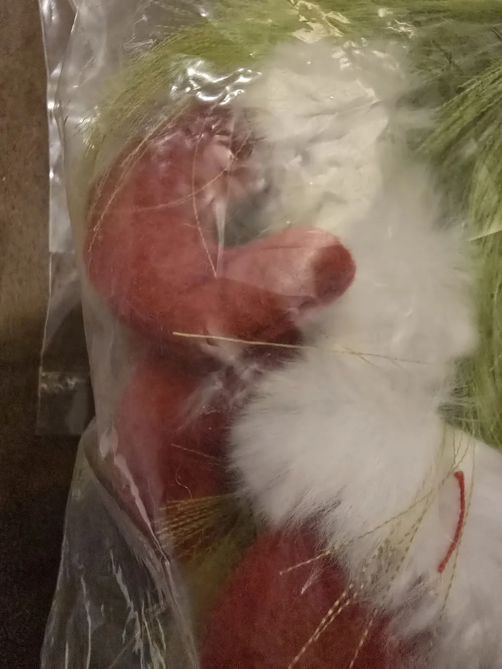 Grinch Inspired Green Feather Picks with Red Santa Hats:  8 Pieces. NWT.